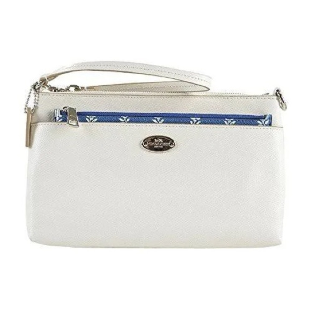 Coach Navy Blue and White Floral Wristlet